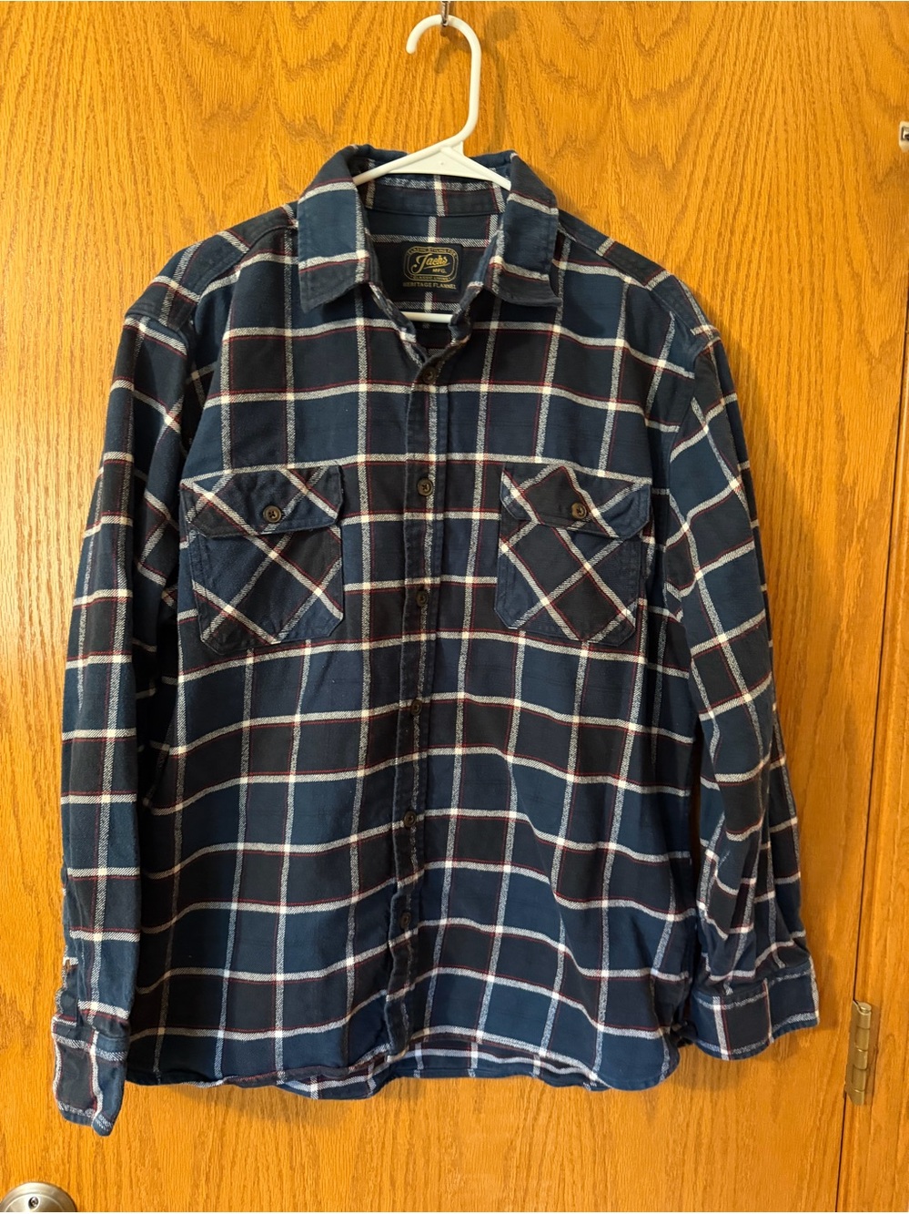 Jachs Mfg. Mens XL Heritage Navy With Red & White Flannel Shirt, Jachs XL